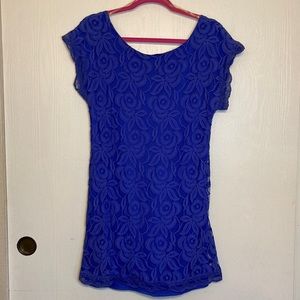 Love Fire (Nordstrom) Blue Spring Cap Sleeve Dress, Sz. L